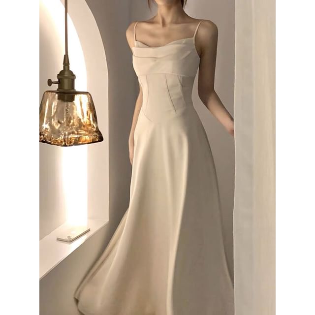 Shirred A-Line Maxi Dress
