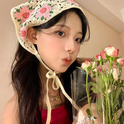 Floral Lace Crochet Scarf