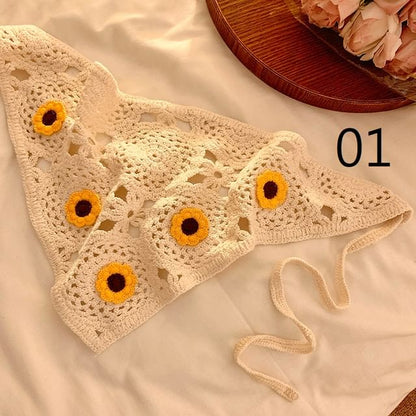 Floral Lace Crochet Scarf