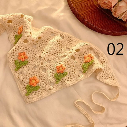 Floral Lace Crochet Scarf