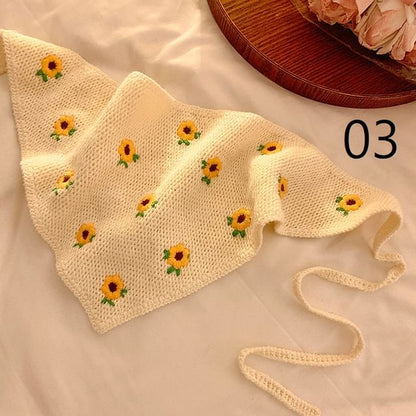 Floral Lace Crochet Scarf