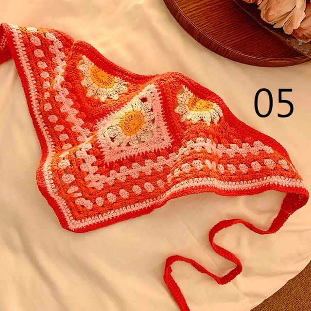 Floral Lace Crochet Scarf