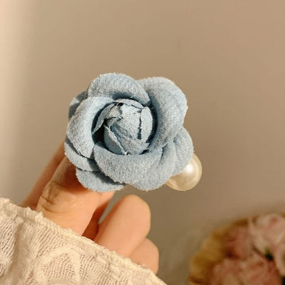 Faux Fabric Pearl Clip Hair Floral
