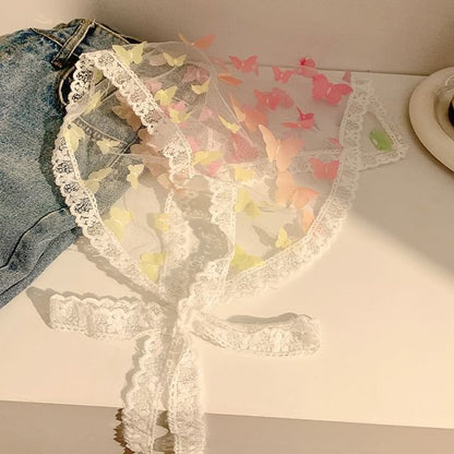 (Various Triangle Head Scarf Designs) Lace Trim