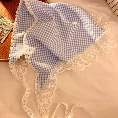 Triangle Plaid Trim Lace Designs) (Various Head Scarf