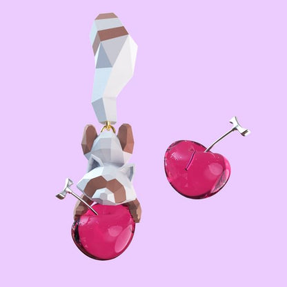 Stud Raccoon Clip-On / Cherry Ear Earring