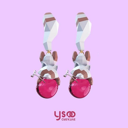 Stud Raccoon Clip-On / Cherry Ear Earring