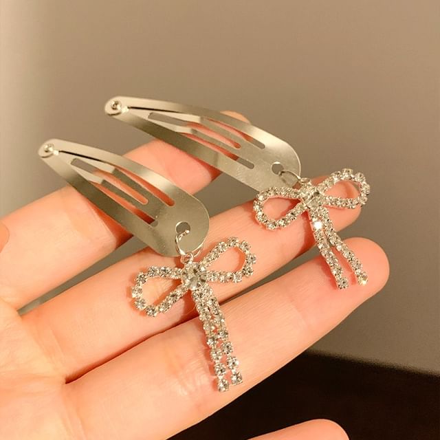 Set Hair Clip Rhinestone / Bow Alloy