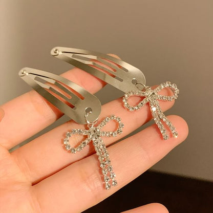 Set Hair Clip Rhinestone / Bow Alloy