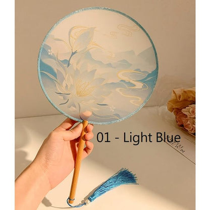 Hand Fan Embroidered Tassel Print /