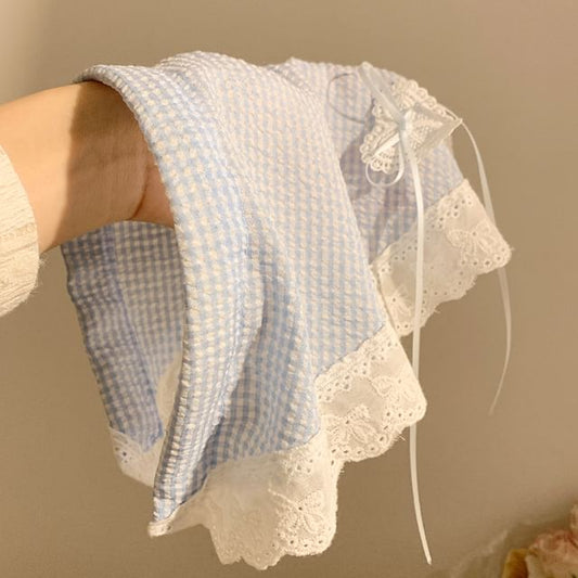 Headband (Various Designs) Plaid Bandana Lace Trim