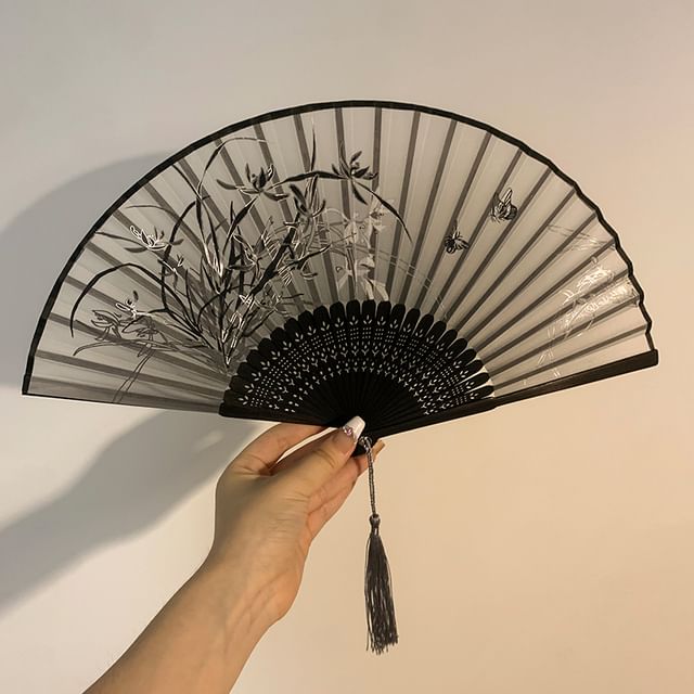 Fan Foldable Bamboo Designs) Hand (Various Print