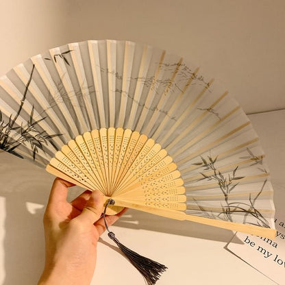 Fan Foldable Bamboo Designs) Hand (Various Print