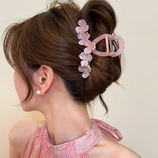 Floral Hair Claw Rhinestone