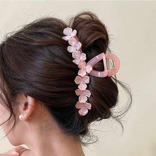 Floral Hair Claw Rhinestone