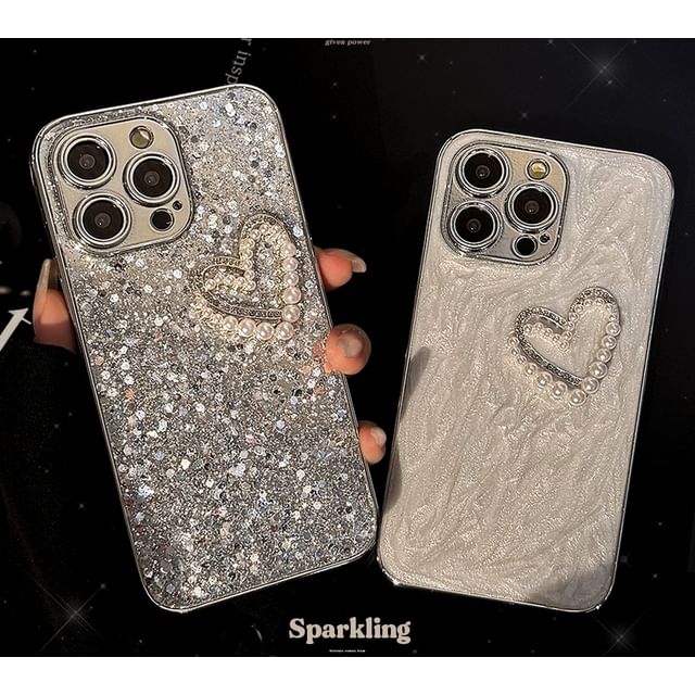 Pearl Phone Faux Heart Case