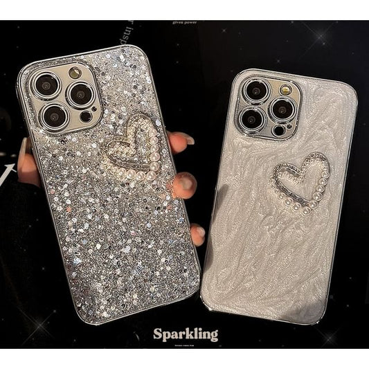 Pearl Phone Faux Heart Case