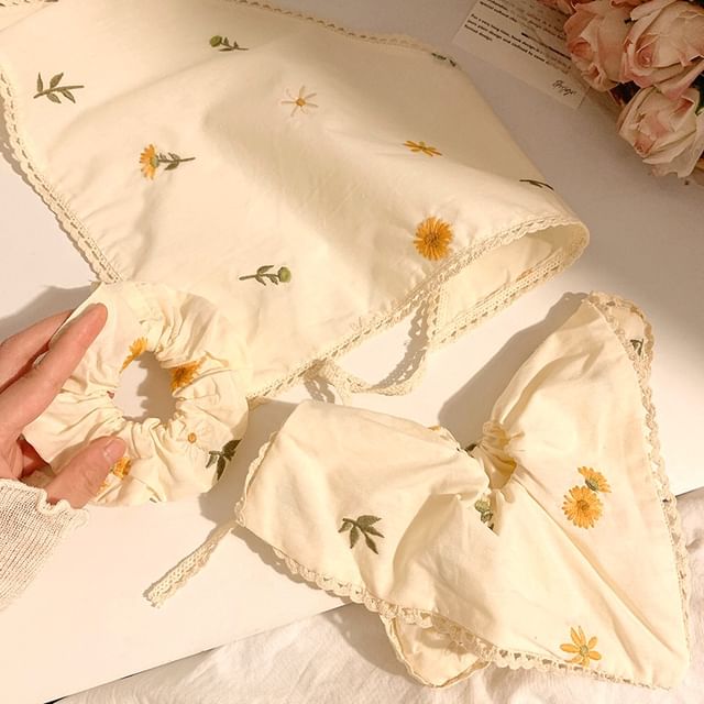/ Floral Designs) (Various Scrunchie Embroidered Bandana