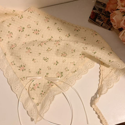 (Various Trim Floral Bandana Scrunchie Designs) / Lace