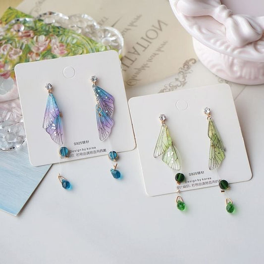 Butterfly Alloy Dangle Crystal Faux Earring