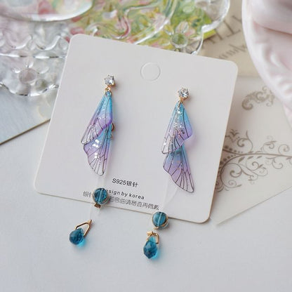Butterfly Alloy Dangle Crystal Faux Earring