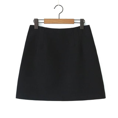 Plain High-Waist A-Line Mini Skirt