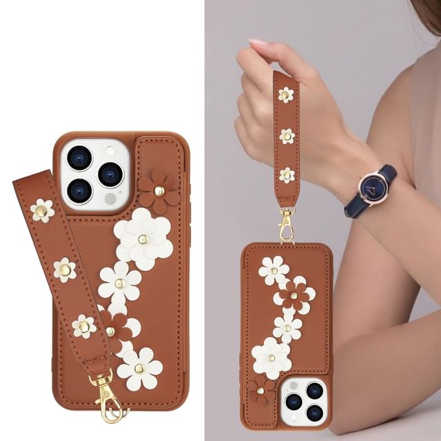 Leather Phone Floral Case Faux