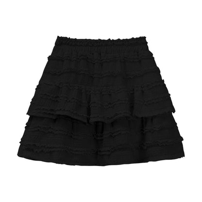 Ruffled Plain Mini Skirt with High-Rise Silhouette