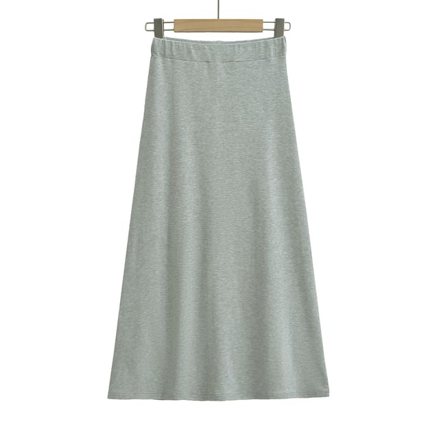 Plain High-Rise A-Line Maxi Skirt