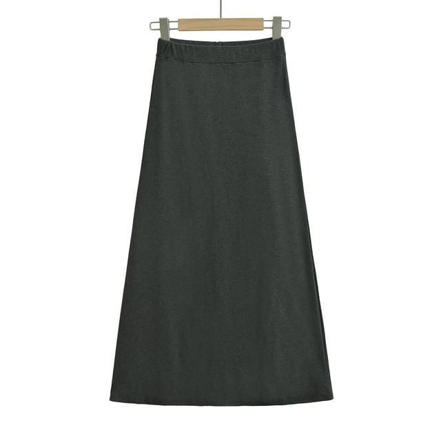 Plain High-Rise A-Line Maxi Skirt