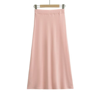 Plain High-Rise A-Line Maxi Skirt