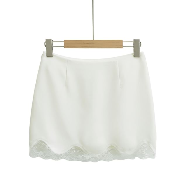 Lace-Trimmed High-Rise Mini Skirt