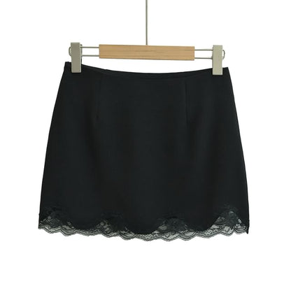 Lace-Trimmed High-Rise Mini Skirt