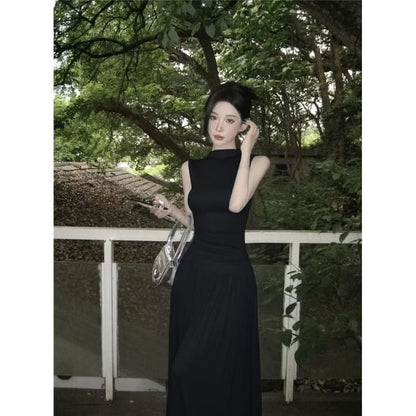 Mock-Neck Tank Top Set with Maxi A-Line Skirt