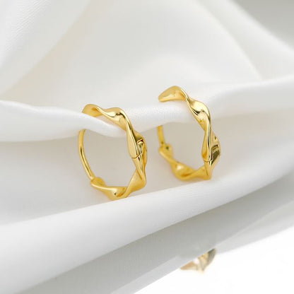 Earring Hoop Sterling Wavy Silver