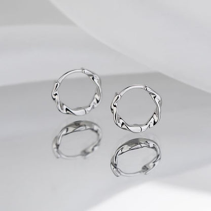 Earring Hoop Sterling Wavy Silver