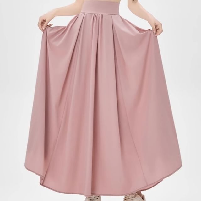 Plain Mid-Rise A-Line Midi Skirt