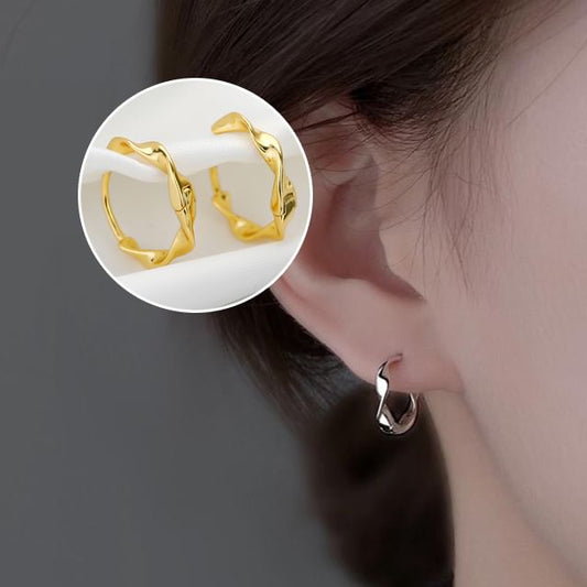 Earring Hoop Sterling Wavy Silver