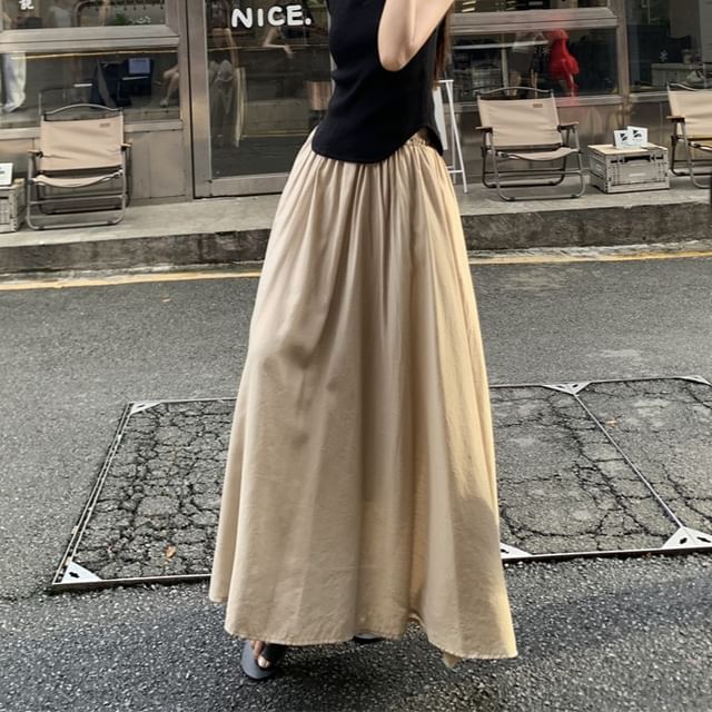 Notch-Neck Tank Top with Maxi A-Line Skirt