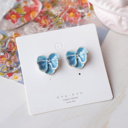 Orchid / Earring Stud Clip On Enamel