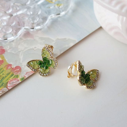 / Stud Flower Clip Butterfly On Earring