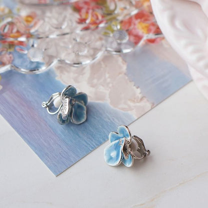 Orchid / Earring Stud Clip On Enamel