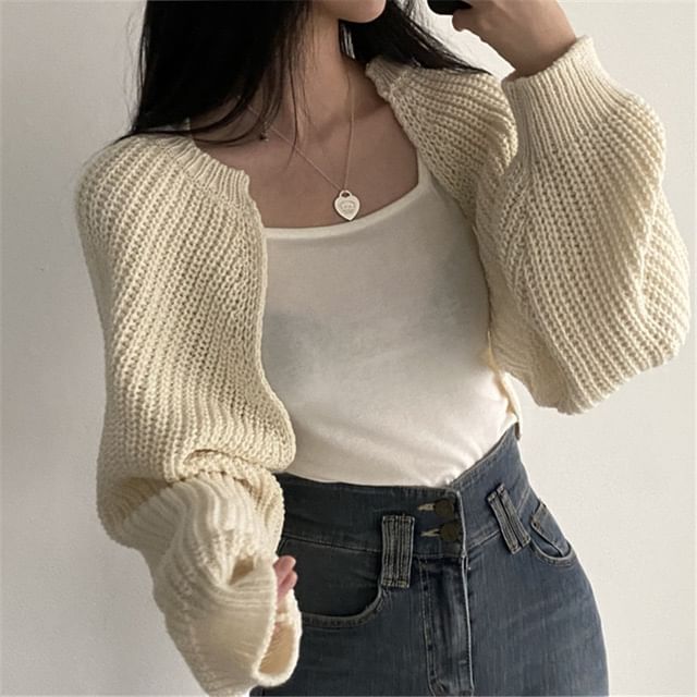 Chunky Knit Open Front Crop Cardigan