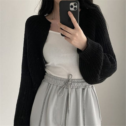 Chunky Knit Open Front Crop Cardigan