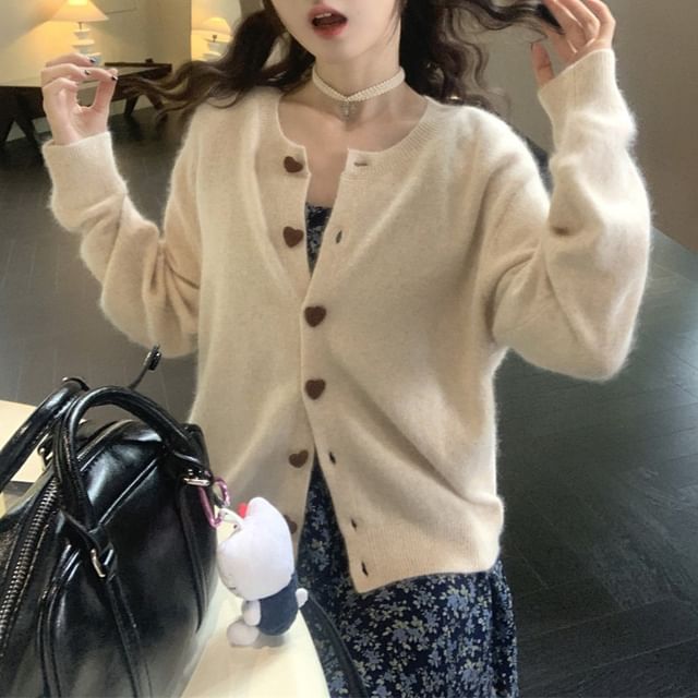Crewneck Button Cardigan