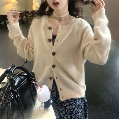 Crewneck Button Cardigan