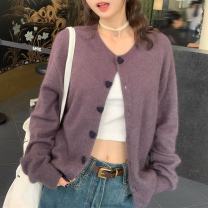 Crewneck Button Cardigan