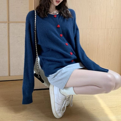 Crewneck Button Cardigan