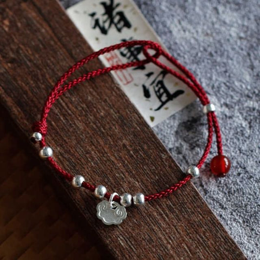 Beaded Silver Anklet Bracelet Rope /