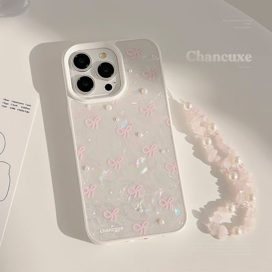 Decoration / Case Phone Bow Adhesive Strap Faux Set Pearl